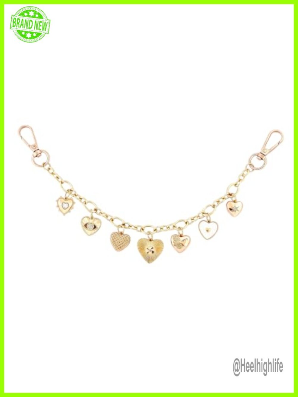 Gold Heart Charm Chain, 12 Inch Link Chain Keychain, Cute Zinc Alloy Bag Purse